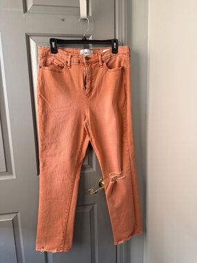 Sam Edelman Women's Coral Orange Straight-Leg Jeans